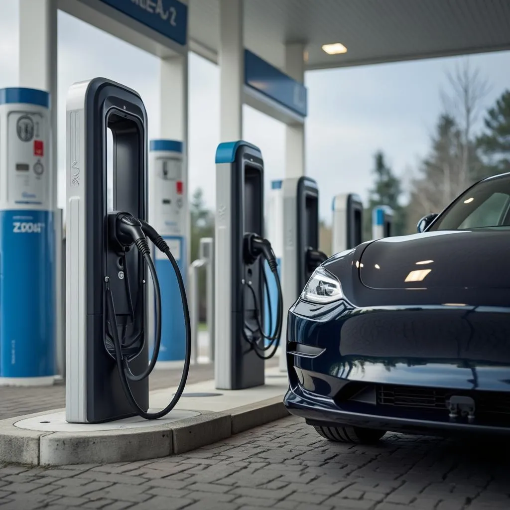 Punto de carga para vehículos eléctricos en estación